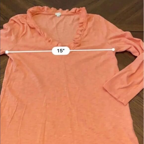 J. Crew Coral Ruffle Knit Top Medium - Picture 3 of 9